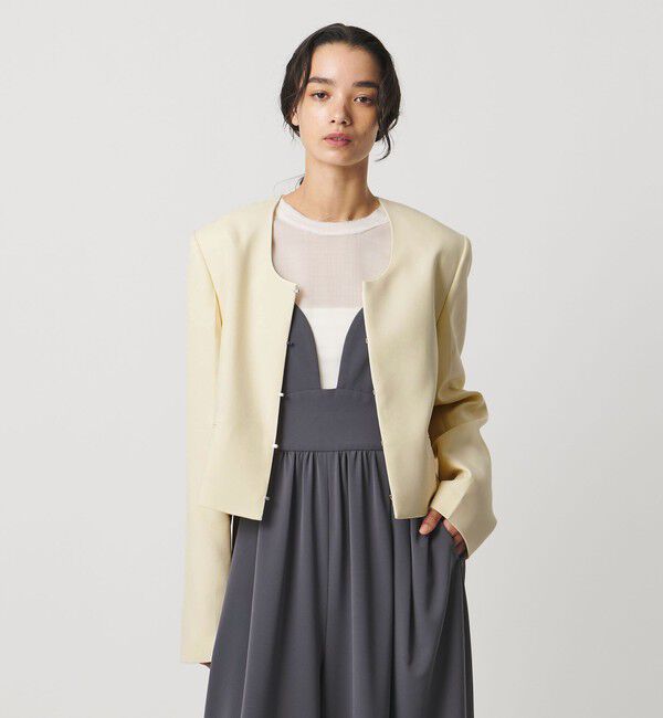 AEWEN MATOPH「＜AEWEN MATOPH＞Uネックショートジャケット」|ノーカラージャケット|OFF WHITE