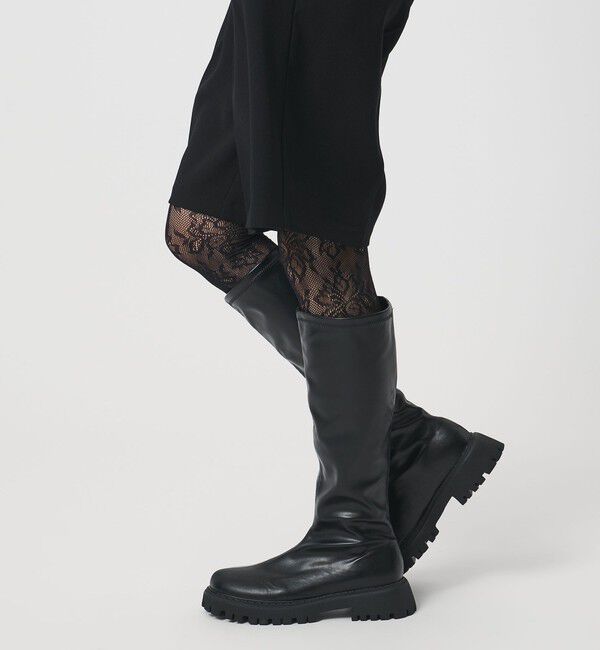 UNITED ARROWS「ストレッチ レイン ロングブーツ」|ロングブーツ|BLACK