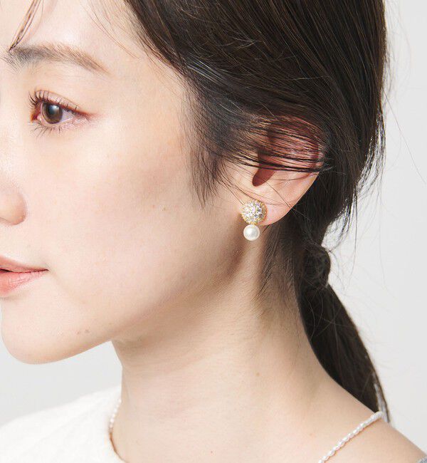 UNITED ARROWS「パヴェボール＆イミテーションパール イヤリング」|イヤリング|GOLD