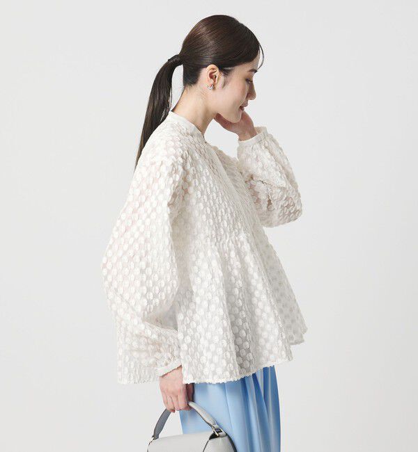 UNITED ARROWS「ラメ ドットジャガード ブラウス」|シャツ・ブラウス|WHITE