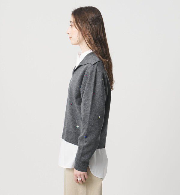 UNITED ARROWS「フラワー エンブロイダリー スキッパーニット」|ニット・セーター|