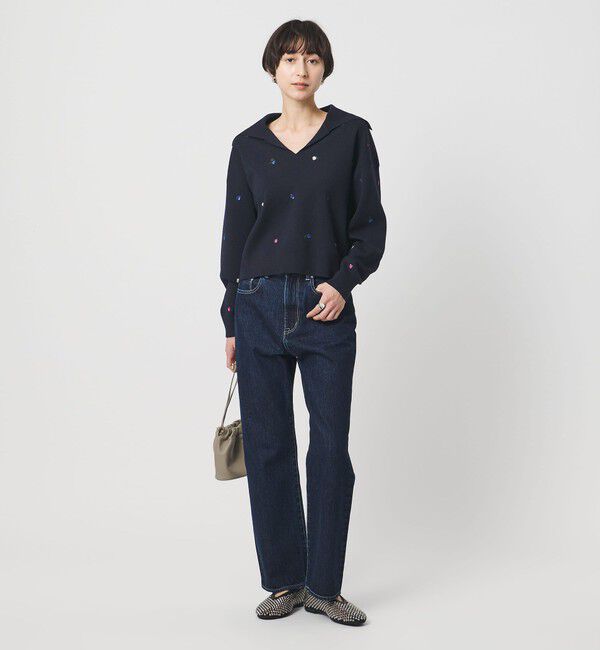 UNITED ARROWS「フラワー エンブロイダリー スキッパーニット」|ニット・セーター|