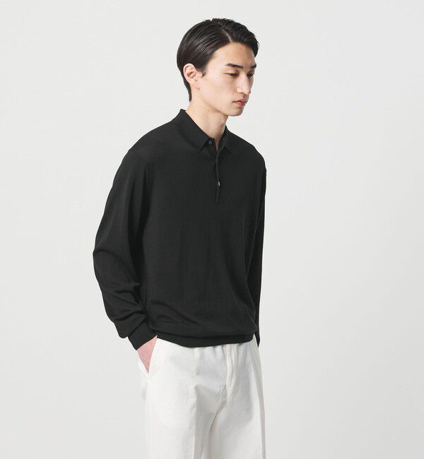 UNITED ARROWS「＜SOVEREIGN＞ハイゲージ ニットポロシャツ」|ニット・セーター|BLACK
