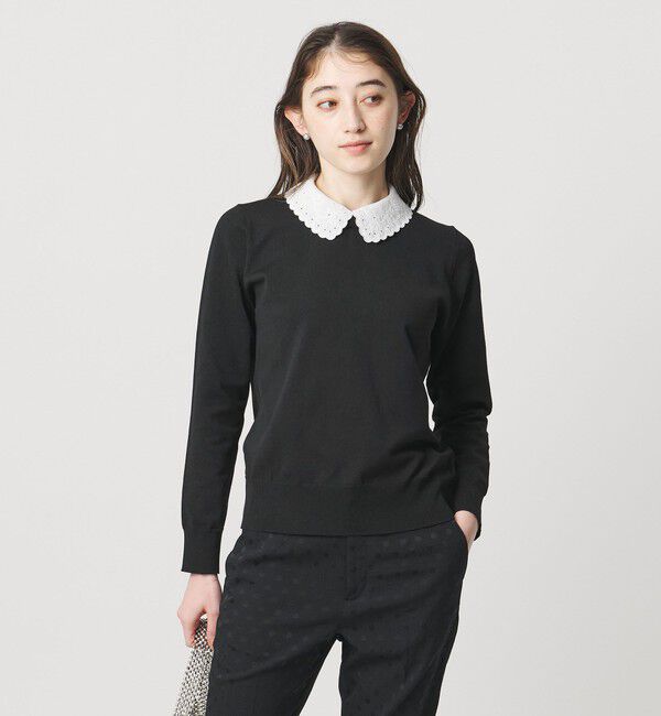 UNITED ARROWS「レディー フラワービジュー ニット‐ ウォッシャブル‐」|ニット・セーター|BLACK