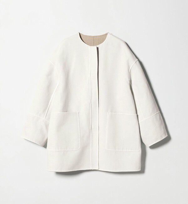 UNITED ARROWS「Asami バイカラー リバーコート」|ノーカラーコート|