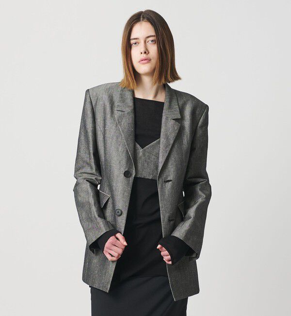 AEWEN MATOPH「＜AEWEN MATOPH＞ウールリネン ウエストシェイプジャケット」|テーラードジャケット|DK.GRAY