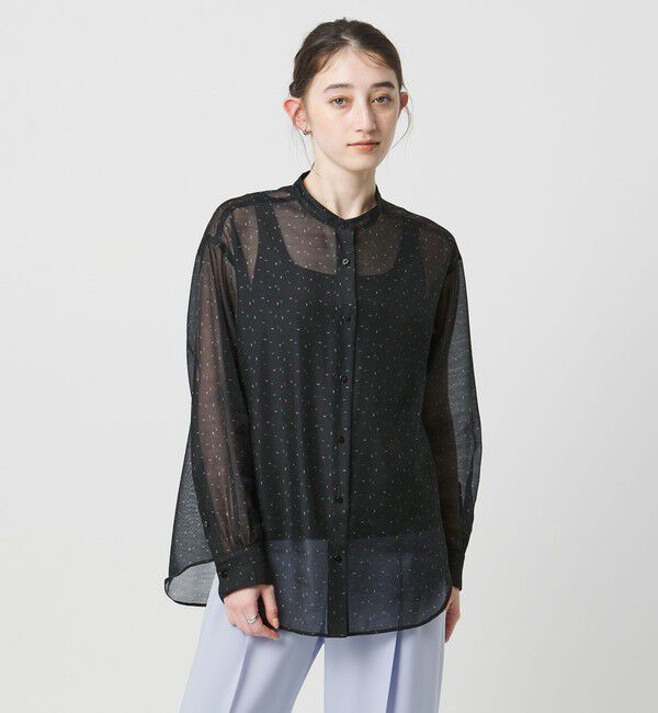 UNITED ARROWS「プリント バンドカラー シャツ」|シャツ・ブラウス|