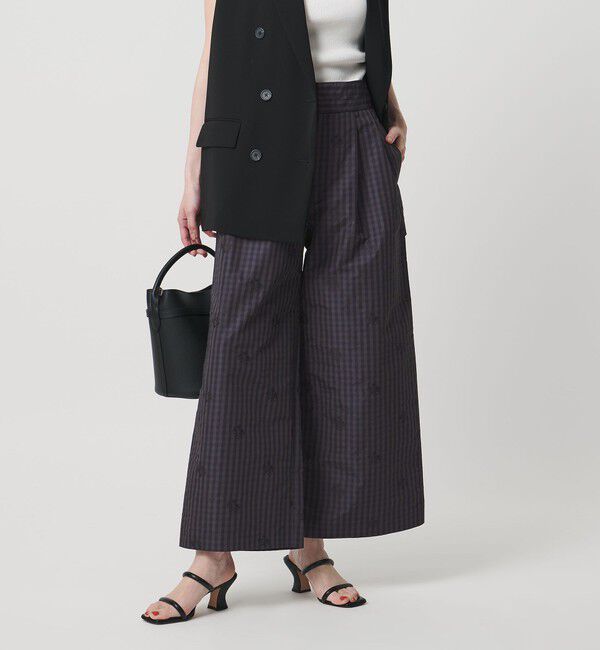 UNITED ARROWS「ギンガムチェック フラワー ジャガード ワイドパンツ ‐ウォッシャブル‐」|その他|