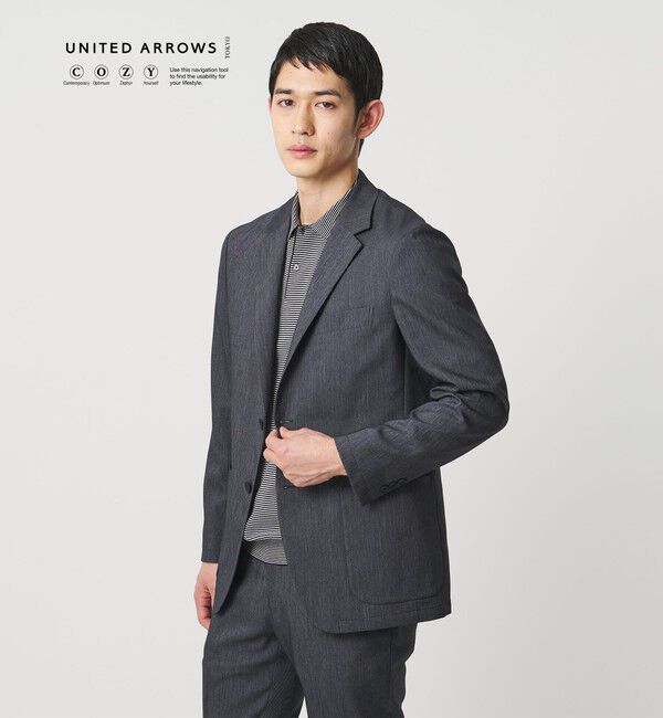 UNITED ARROWS「デニムライク シングル ２ボタン テーラード ジャケット UA COZY　ウォッシャブル　ヨコストレッチ　防しわ」|テーラードジャケット|NAVY