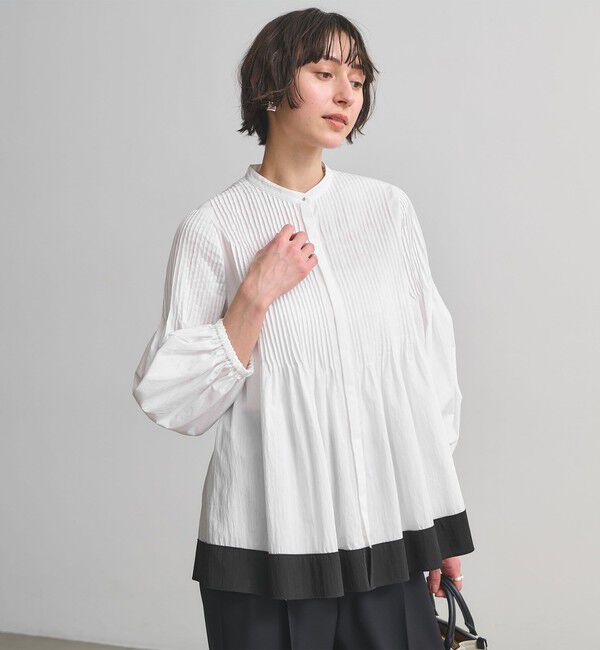 UNITED ARROWS「ピンタック バンドカラー ブラウス」|シャツ・ブラウス|