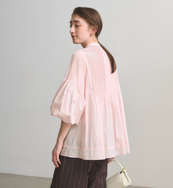 UNITED ARROWS「ピンタック バンドカラー ブラウス」|シャツ・ブラウス|LT.PINK