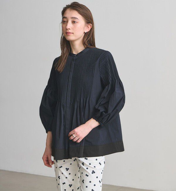 UNITED ARROWS「ピンタック バンドカラー ブラウス」|シャツ・ブラウス|