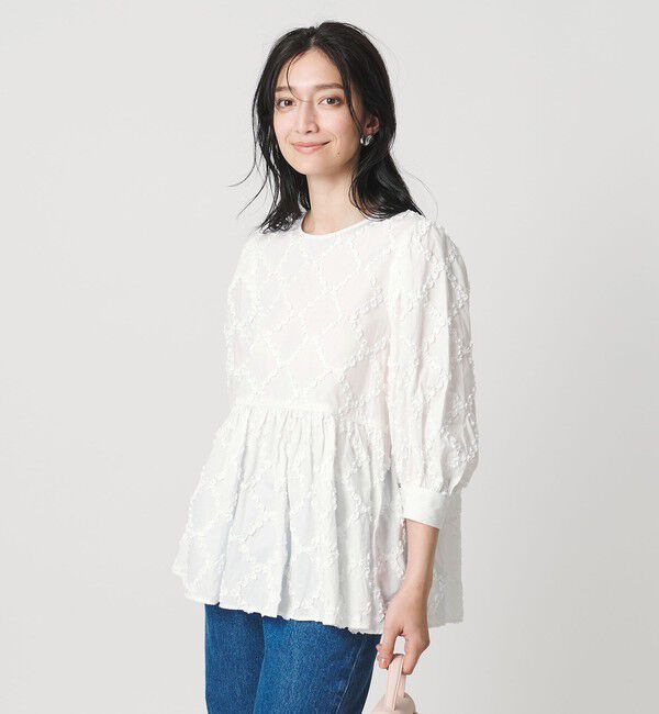 UNITED ARROWS「エンブロイダリー フリル トップス」|シャツ・ブラウス|