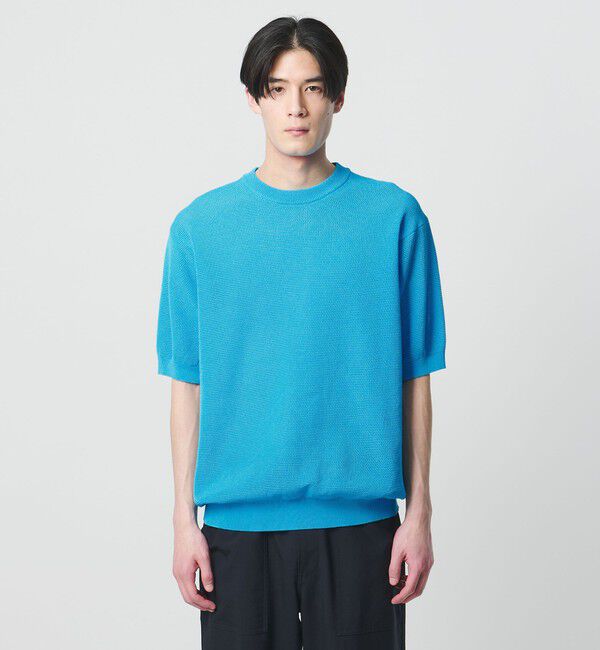 UNITED ARROWS「シャーリーカーン バーズアイ ショートスリーブ クルーネック ニットTシャツ」|ニット・セーター|