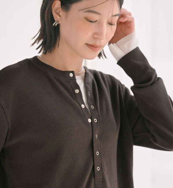 UNITED ARROWS green label relaxing「＜at ease＞ヘンリーネック ワッフル プルオーバー カットソー」|Tシャツ・カットソー|