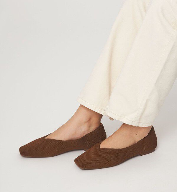 UNITED ARROWS green label relaxing「ウェルネス ニット スクエアVカット シューズ 撥水 ウォッシャブル」|バレエシューズ|