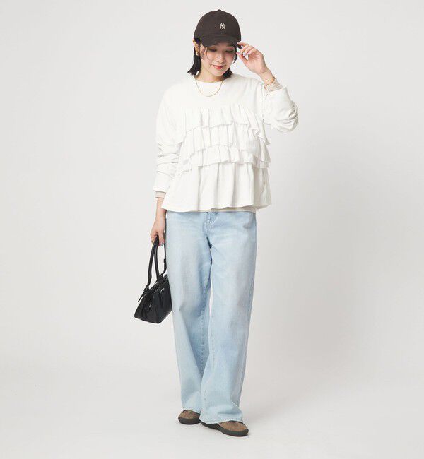 UNITED ARROWS green label relaxing「【WEB限定】＜at ease＞フロント フリル プルオーバー カットソー」|Tシャツ・カットソー|