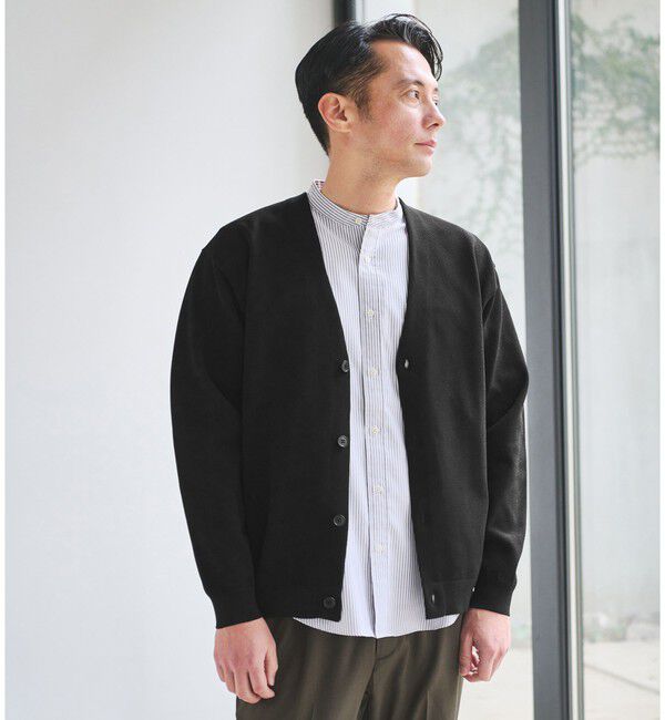 UNITED ARROWS green label relaxing「ポリエステル リンクス Vネック カーディガン」|カーディガン|BLACK