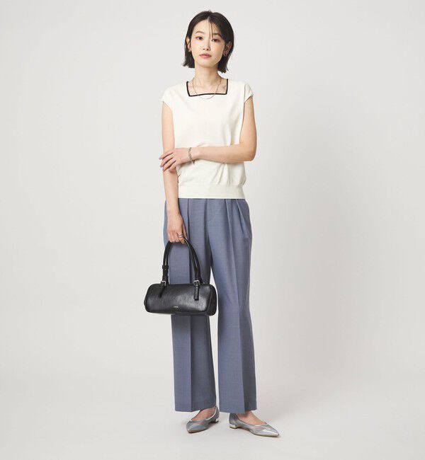 UNITED ARROWS green label relaxing「HIYOKE スクエアネック フレンチスリーブ ニット」|ニット・セーター|