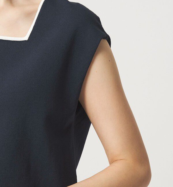 UNITED ARROWS green label relaxing「HIYOKE スクエアネック フレンチスリーブ ニット」|ニット・セーター|