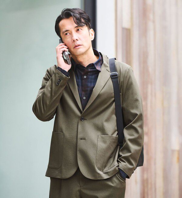 UNITED ARROWS green label relaxing「DICROS ポリエステル ツイル リラックス ジャケット -ストレッチ・撥水-」|テーラードジャケット|OLIVE