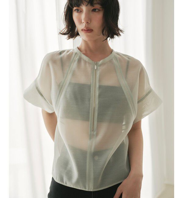 EMMEL REFINES「＜EMMEL REFINES＞EM シアー 2WAY ジップ ブラウス」|シャツ・ブラウス|