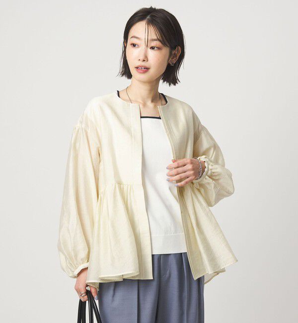 UNITED ARROWS green label relaxing「［size SHORTあり］fleurie(フルリー) シアー ノーカラー ジャケット 接触冷感」|ノーカラージャケット|