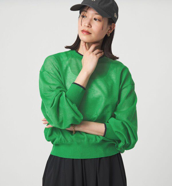 UNITED ARROWS green label relaxing「【WEB限定】＜at ease＞バイカラー シアー ニット プルオーバー」|ニット・セーター|KELLY