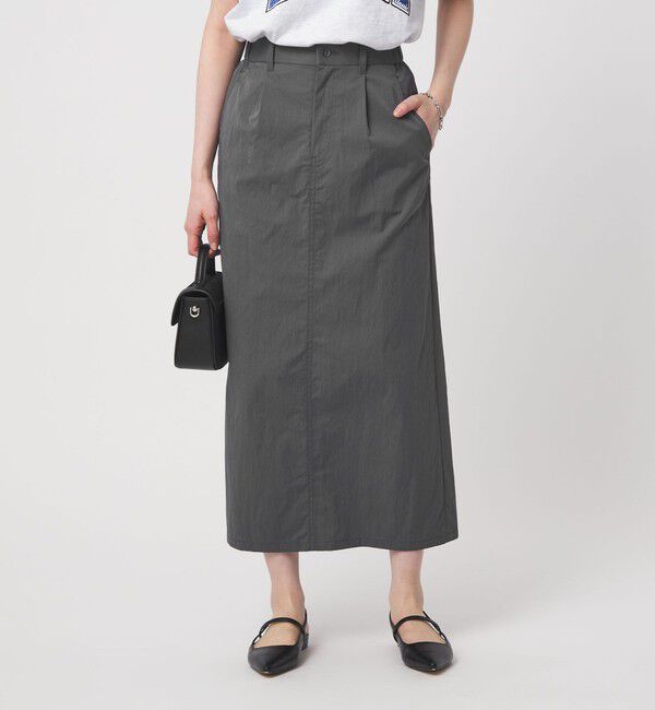 UNITED ARROWS green label relaxing「グロッシー スカート」|フレア|DK.GRAY