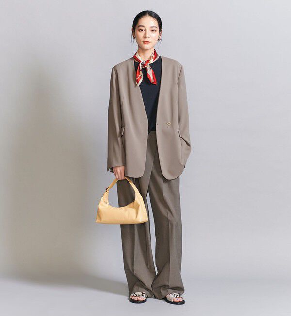 BEAUTY&YOUTH UNITED ARROWS「【WEB限定 Wardrobe DAILY MINIMAL】ダブルクロス カラーレスジャケット ウォッシャブル」|ノーカラージャケット|