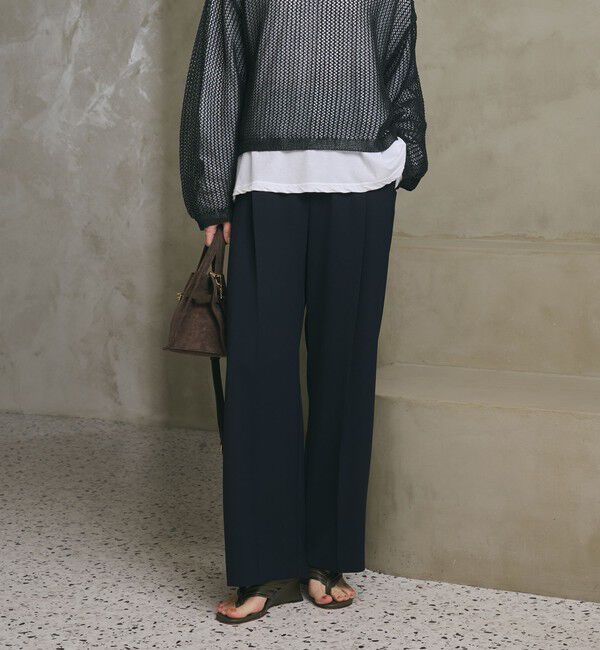 BEAUTY&YOUTH UNITED ARROWS「【WEB限定 Wardrobe DAILY MINIMAL】ダブルクロス タックワイドストレートパンツ ウォッシャブル」|スラックス|