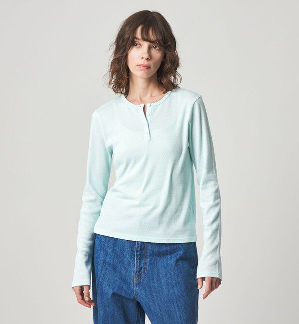 STEVEN ALAN「＜Steven Alan＞ドット リブ ヘンリーネック カットソー」|Tシャツ・カットソー|LT.BLUE
