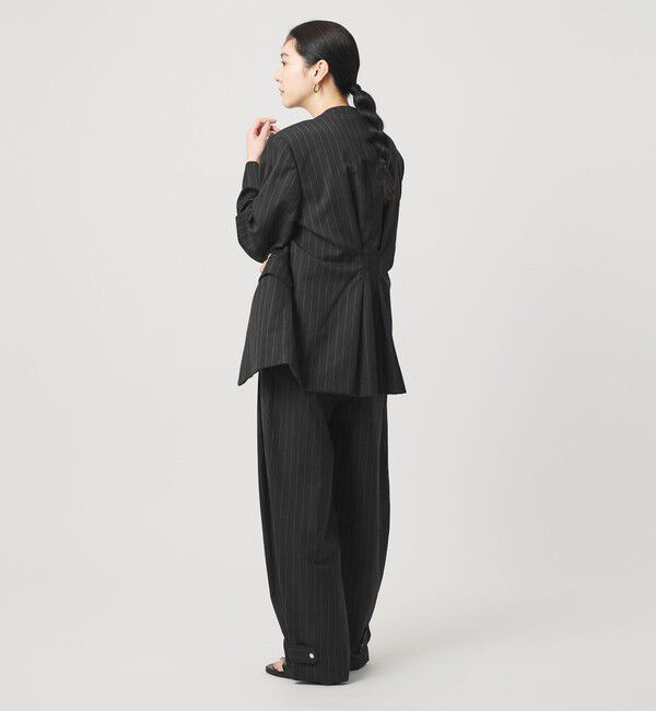 BEAUTY&YOUTH UNITED ARROWS「麻ブレンド ストライプ カラーレス ジャケット」|ノーカラージャケット|