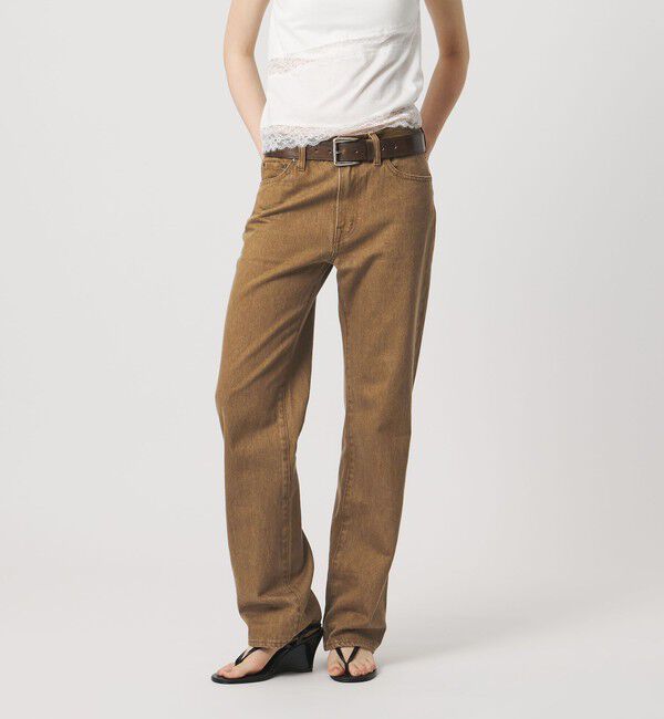 ATTISESSION「＜ATTISESSION＞スリム ストレート ブラウン デニム パンツ」|デニム|MD.BROWN