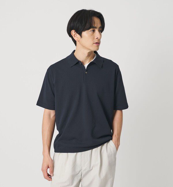 BEAUTY&YOUTH UNITED ARROWS「デオドラント ショートスリーブ ニットポロ 抗菌防臭 ウォッシャブル」|ニット・セーター|NAVY