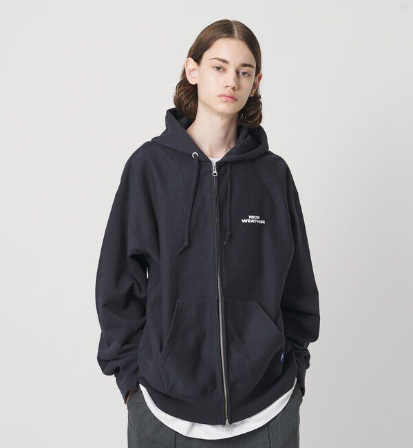 NICE WEATHER「＜NICE WEATHER＞ロゴスウェット ジップパーカ 2」|パーカー|NAVY
