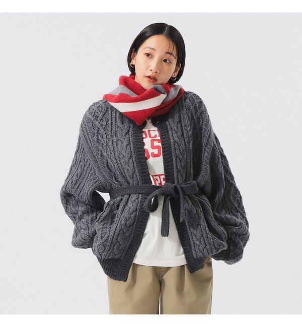 BEAMSBOY「3ゲージ 2トーン アラン カーディガン」|ニット・セーター|GREY