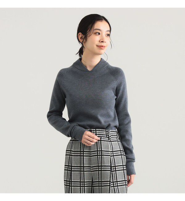 Demi-Luxe BEAMS 「AK+1 / MA-1 リブカラー プルオーバー」|ニット・セーター|GREY