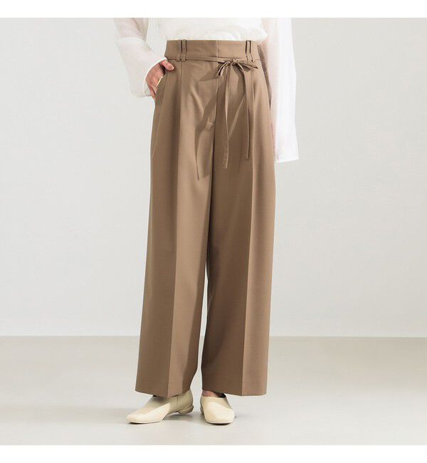 Demi-Luxe BEAMS 「ポリエステル ウール 2ループ ワイドパンツ」|チノ|