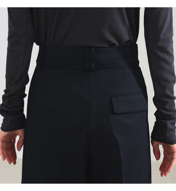 Demi-Luxe BEAMS 「ポリエステル ウール 2ループ ワイドパンツ」|チノ|