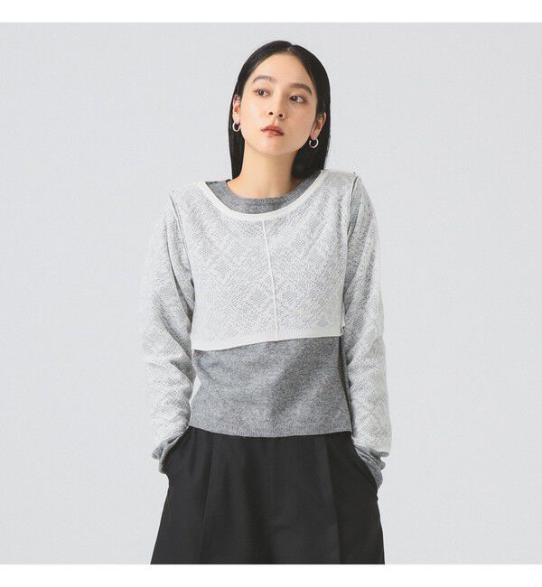Ray BEAMS 「レース編み レイヤード プルオーバー」|ニット・セーター|