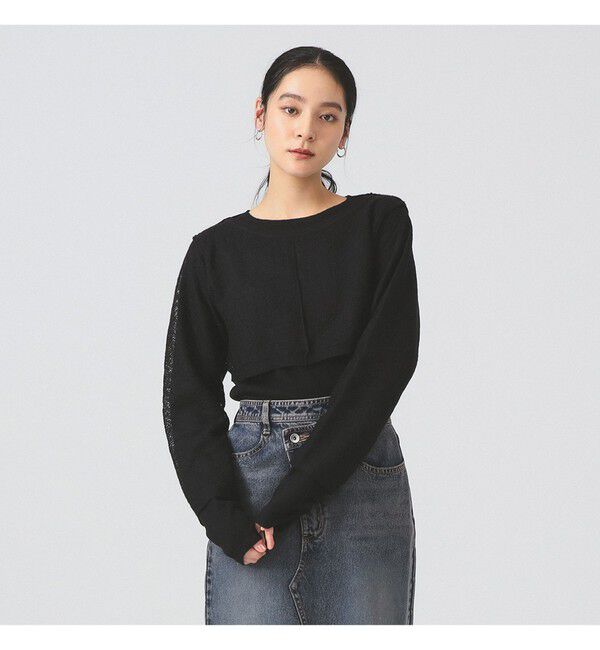 Ray BEAMS 「レース編み レイヤード プルオーバー」|ニット・セーター|