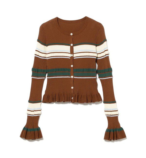 Ray BEAMS 「リブ マルチボーダー カーディガン」|カーディガン|