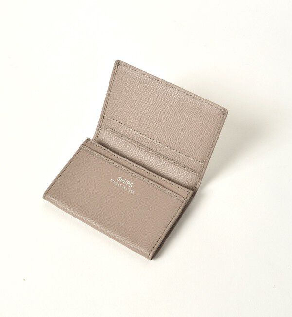 SHIPS「SHIPS:【SAFFIANO LEATHER】イタリアンレザー  カードケース （名刺入れ）」|名刺入れ・カードケース|ベージュ
