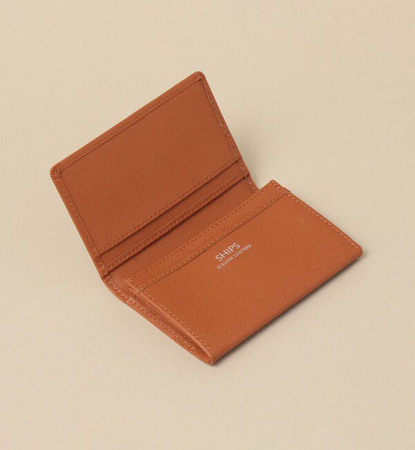 SHIPS「SHIPS:【SAFFIANO LEATHER】イタリアンレザー  カードケース （名刺入れ）」|名刺入れ・カードケース|オレンジ