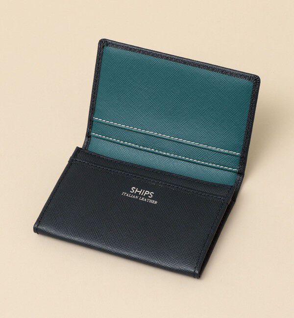 SHIPS「【WEB限定】SHIPS: 【SAFFIANO LEATHER】 2トーン カードケース （名刺入れ）」|その他|ネイビー