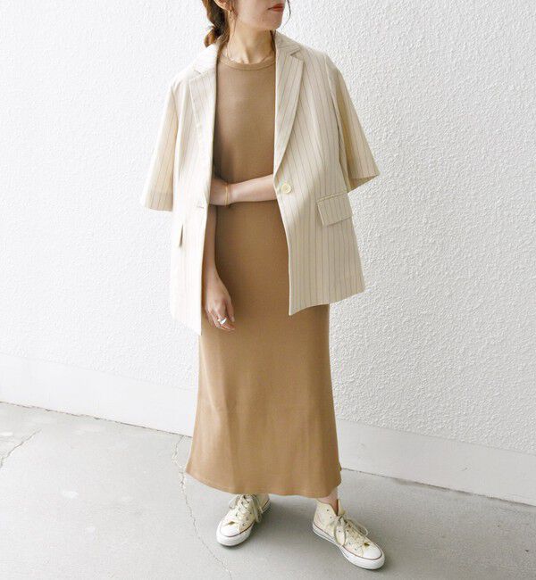 SHIPS any「SHIPS any:〈洗濯機可能〉ワッフル タンク ロング ワンピース」|ワンピース|キャメル