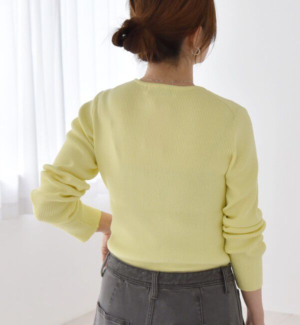 quaranciel「quaranciel:〈手洗い可能〉コットン リブ クルーネック ニット」|ニット・セーター|