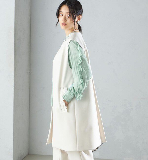 SHIPS for women「【SHIPS別注】kaene:〈洗濯機可能〉ハイストレッチ ダンボール フリル ジレ」|ベスト・ジレ|