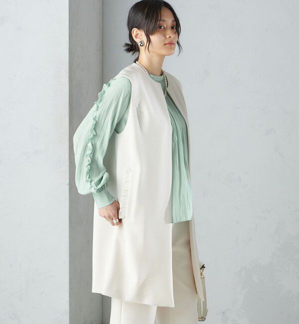 SHIPS for women「【SHIPS別注】kaene:〈洗濯機可能〉ハイストレッチ ダンボール フリル ジレ」|ベスト・ジレ|